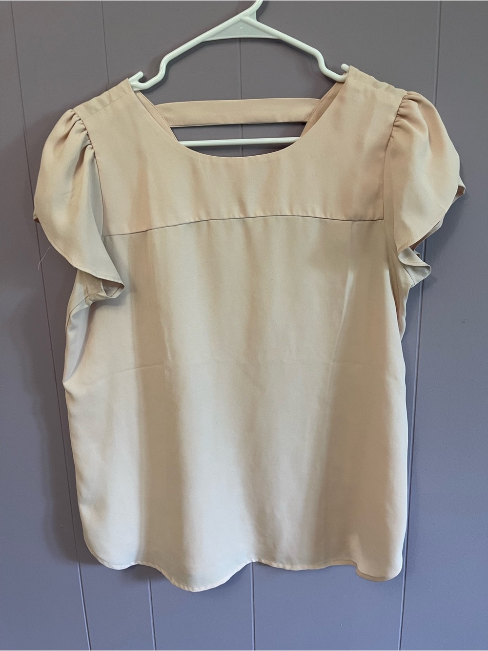 LOFT Cream Flutter Sleeve Blouse